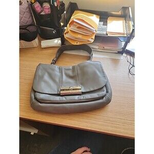 Coach "Kristin" Gray Boho Leather Shoulder Bag